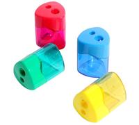 Sacapuntas de doble agujero, paquete de 4 unidades, diseño ergonómico transparente, contenedor de virutas para niños, aula, oficina, hogar, sacapuntas