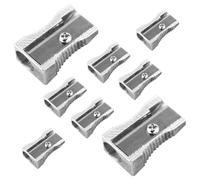 Mini sacapuntas de metal de aleación de aluminio de un solo agujero, sacapuntas de mano para la mayoría de lápices de tamaño para adultos y niños (8 piezas)