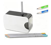 Sacapuntas eléctrico, borrador automático para lápices y lápices de colores de 6-8 mm, borrador USB y con pilas para escuela, hogar, oficina, aula, negro (blanco)