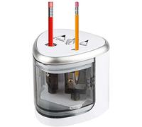 Sacapuntas Eléctrico de Doble Agujero, Gris, Diseño de Seguridad, para Aula, Oficina, Hogar, Artistas y Estudiantes