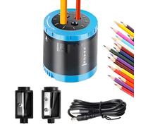 Sacapuntas Eléctrico Infantil, Compatible Con 4 Tamaños (6-12 mm), Con 4 Orificios Para Lápices Gruesos Y Finos, Y Doble Alimentación Ideal Para Niños En La Oficina O En Casa Azul