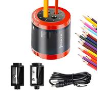 Sacapuntas Eléctrico Infantil, Compatible Con 4 Tamaños (6-12 mm), Con 4 Orificios Para Lápices Gruesos Y Finos, Y Doble Alimentación Ideal Para Niños En La Oficina O En Casa Rojo