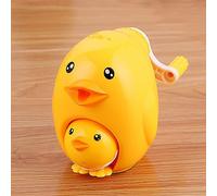 Sacapuntas manual 2 en 1 con diseño de pato y gallina de dibujos animados, bonito sacapuntas de manivela de escritorio para regalos escolares y niños