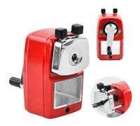 Sacapuntas Manual, Afilador de Lápices con Contenedor, Sacapuntas con Manivela de Escritorio para Estudiantes, Niños, Oficina, Escolar (Rojo)