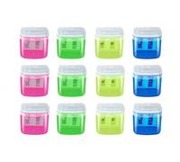Sacapuntas manual, sacapuntas manual de doble orificio - 12 piezas suministros de oficina de mano con contenedor para adultos, niñas, niños, estudiantes, niños y niños