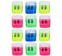 Sacapuntas Pequeño | Afilador De Lápices Manual Portátil De 2 Agujeros - 12 Unidades Portátil Con Estuche Para Estudiantes Niños Artistas