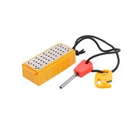 Smith's 50562 Pack Pal Tinder Maker con iniciador de fuego, rallador de acero inoxidable, Striker, yesca natural, herramienta de supervivencia al aire libre, ligero, portátil, amarillo