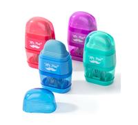 Sacapuntas y borrador Mr. Pen, paquete de 4, borradores de colores, 2 agujeros, sacapuntas, sacapuntas manual, sacapuntas de mano, sacapuntas peq