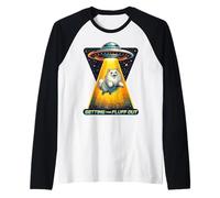 Sacar el Esponjoso Gato Esponjoso alienígena ovni Humor Galaxia Camiseta Manga Raglan