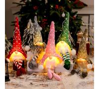 SACBRZZ 5 Piezas Gnomo Navidad, Iluminado Muñecos De Navidad, Gnomos Navideños con Luz LED, Hecha a Mano Muñeco Sin Rostro Gnomo, Adornos Navideños, Christmas Decorations 14x8x37cm