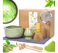SACBRZZ 8 Piezas Matcha Kit,Te Matcha Kit, Con Cuenco-Matchas,Chasen, Cuchara, Batidor,Accesorios Te Ceremonia Japonés,Set-Matchas Verde Ecológicos Para Los Amantes Del Macha