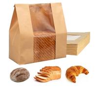 Sacchetti Di Carta Per Pane - 50pz Confezione Alimentare | Finestra Trasparente Busta Forneria | Conservazione Pane - Per Snack Dolci Popcorn Negozi Mercati Artigianali