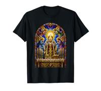 Sacerdote Elevando Anfitrión Catedral Gótica Mosaico Arte Fe Camiseta