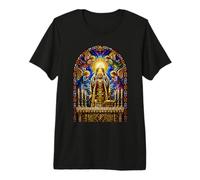 Sacerdote Elevando Anfitrión Catedral Gótica Mosaico Arte Fe Camiseta Premium