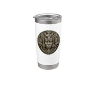 Sacerdote Serpiente Maya Piedra Reliquia Antiguo Templo Arte Vaso térmico de acero inoxidable de doble pared