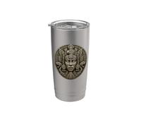 Sacerdote Serpiente Maya Piedra Reliquia Antiguo Templo Arte Vaso térmico de acero inoxidable de doble pared
