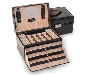 Sacher - joyero Lena/Negro, piel/Fabricado en Alemania.