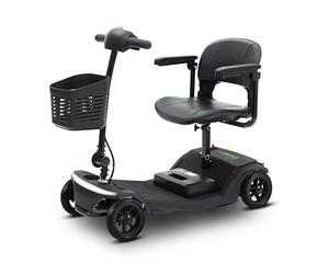 SachsenRAD Coche eléctrico plegable de 4 ruedas para personas mayores, marco estable con capacidad de carga de 136 kg, iluminación LED y neumático todoterreno con cesta extraíble
