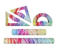 SacJkt Set de Reglas Flexibles, Juego Geométrico, 5 Piezas Reglas Multifuncionales con Escuadra - Herramienta Ideal para Estudiantes, Profesores y Diseñadores （Set de 20 cm + Rosa 30 cm）