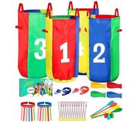 Sack Race Bags, Lawn Game Set, Classic Party Supplies, Jumping Sacks with Egg Spoon Game for Kids, Adults, Yard, Festival, Field Day, Family Activity, 1450 g, Multicolor