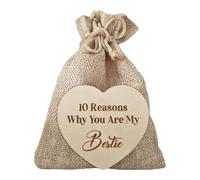 Saco 10 razones por las que eres amigo: bolsa de yute con caja de madera, bolsa de regalo para mejores amigos para niños y niñas, bolsa portátil para mostrar amistad, linda bolsa de yute para expre