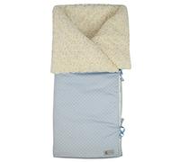 Saco Arrullo para Bebés - Convertible en mantita - Relleno Extraíble - 95 x 72 cm - Mantiene el Calor - Normandie Topitos Celeste - Hecho en España - Nenel