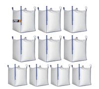 Saco Big Bag 1000kg con boca de vaciado y asas reforzadas 90x90x120cm, sacos para escombros, bolsa jardin, obra, almacenaje y transporte de materiales, resistente, reutilizable y duradero. (10 Uds)