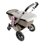 Saco Capazo + Funda Ajustable Danielstore Universal .Serie acolchado boton .Carrito Bebé Color beige-rosa