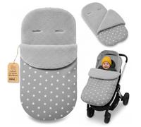 Saco Carrito Bebé Universal en Boucle: 90x45 cm - Saco de Invierno forrado suave de Ajuste Universal - lavable a 30 grados en la lavadora para Bebé y Niño Oeko-Tex Estrellas Y Gris