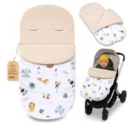 Saco Carrito Bebé Universal en Minky: 90x45 cm - Saco de Invierno forrado suave de Ajuste Universal - lavable a 30 grados en la lavadora para Bebé y Niño Oeko-Tex Safari