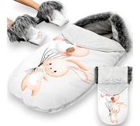 Saco Carrito Bebé Universal en Set: 90x45 cm - Saco de Invierno forrado suave de Ajuste Universal - lavable a 30 grados en la lavadora para Bebé y Niño Conejo