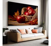 Saco de arpillera sin marco con fotografía de manzana, pintura horizontal realista sobre lienzo, para sala de estar, dormitorio, arte de pared de gran tamaño, decoración moderna del hogar, 120 x 60 cm