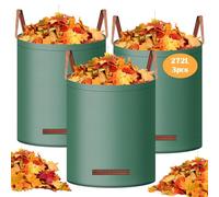 Saco de basura para jardín, 3 x 272 L, de pie y plegable, robusto, de polipropileno, grandes para residuos de jardín, césped, hojas, setos verdes, resistentes a desgarros