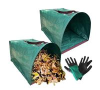 Saco de basura plegable de 2 piezas con guantes, bolsas de basura reutilizables para jardín, para cortar césped, camping, jardinería, compost, trabajos de construcción y