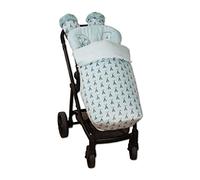 Saco de Bebé Universal Silla Polar Interior + Manoplas de Regalo a juego!+ 2 Cubre Arnés de Regalo a juego! desmontable, tejido trasero 3D, repele el agua (Tepee Aguamarina)