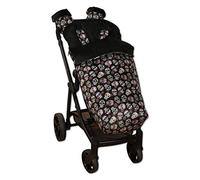 Saco de Bebé Universal Silla Polar Interior + Manoplas de Regalo a juego!+ 2 Cubre Arnés de Regalo a juego! desmontable, tejido trasero 3D, repele el agua (Lovely Skull Negro)