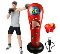 Saco de Boxeo 160 cm, Bolsa de Boxeo Inflable de Pie con Guantes, Punching Ball Estable Hinchable, Practicar para Karate MMA Taekwondo, Aliviar el Estrés