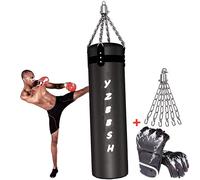 Saco de Boxeo Adulto 80-180cm Sacos Pesados de Boxeo con Gancho y Guantes Boxing Bag para Kickboxing, Muay Thai, Entrenamiento de MMA Fitness y Ejercicio (Sin Relleno)