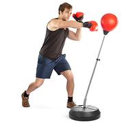 Saco de Boxeo Con Soporte Para Adolescentes y Adultos - Altura Ajustable, Guantes Incluidos, Bolsa de Velocidad - Ideal Para Entrenamiento de MMA, Equipo de Boxeo