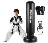 Saco de Boxeo de Pie Niños y Guantes de Boxeos: JanTeelGO 150cm Punching Ball Inflable - Regalos para aliviar la energía y desarrollar Habilidades para niños y niñas de 3 a 12 años (Saco de Boxeo-A1)