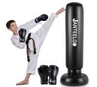 Saco de Boxeo de Pie Niños y Guantes de Boxeos: JanTeelGO 150cm Punching Ball Inflable Regalos para Niñas de 3 a 12 años para Practicar Karate, Taekwondo (Saco de Boxeo-A)