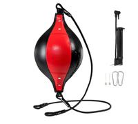 Saco de boxeo de PU de doble extremo: pelota de entrenamiento de reflejos ajustable portátil, material deportivo duradero, diseño de suspensión elástica, equipo de ejercicios para el hogar | Utilice l