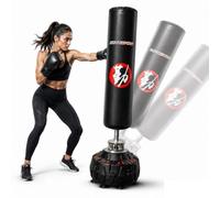 Saco de boxeo de suelo para adultos con base rellenable, altura 180 cm, saco independiente profesional con ventosas y base amortiguada para entrenamiento MMA Kickboxing Boxing Fitness en casa