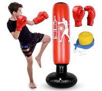 Saco de boxeo inflable para niños de 6 a 12 años, saco de boxeo inflable de 170 cm, saco de boxeo de pie para niños, con guantes de boxeo y bomba, para entrenamiento, karate, taekwondo, boxeo, alivio
