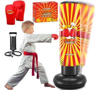 Saco de boxeo inflable para niños de 8 a 12 años, bolsa de boxeo inflable, juguete y regalos para niños y niñas, divertido juego activo, regalo de cumpleaños, color rojo