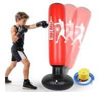 Saco de boxeo para niños de 6 a 12 años, 160 cm, saco de boxeo inflable, saco de boxeo de pie para niños, regalos para niños y niñas para practicar karate, taekwondo y artes marciales mixtas