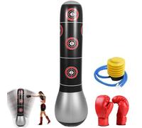 Saco de boxeo para niños, saco de boxeo para niños, de pie, 150 cm, con guantes de bomba para practicar karate y taekwondo, regalos para niños y niñas de 6 a 12 años (negro)