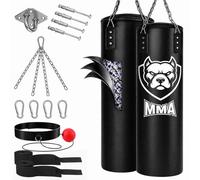Saco de Boxeo Personalizado Rellena a tu Peso Soporte de Techo Vendas y Pelota Reflejo incluidos Saco Colgante para Boxeo Kickboxing MMA y Muay Thai Entrenamiento en Casa Adultos y Jóvenes