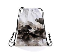 Saco de Deporte Flor de loto lavada con tinta Cordón Bolsa Regalo 36x42cm | Bolsa de Cuerdas Práctico Saco de Gimnasio para Yoga Picnic Gimnasio
