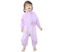 Saco de Dormir Bebé con Pies, Pijama Manta Invierno Franela, Pelele Ropa para Dormir Manga Larga, Buzo Niñas Niños con Cremalleras, Conejo Morado 130(5-6 Años)